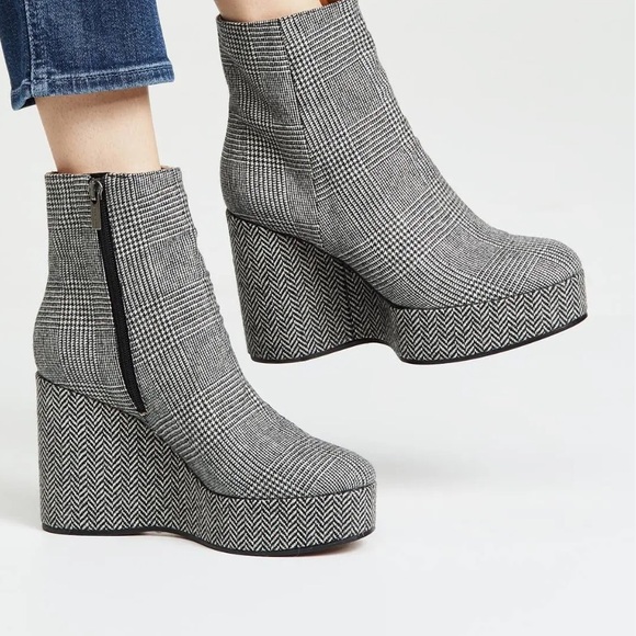 Robert Clergerie Belent Platform Bootie Black & White Houndstooth